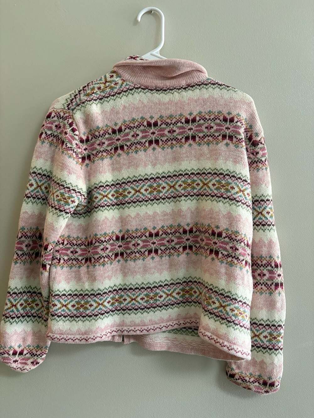 Casual Corner Annex Petite PM Fair Isle Zip Up Knit Sweater - Picture 3 of 3